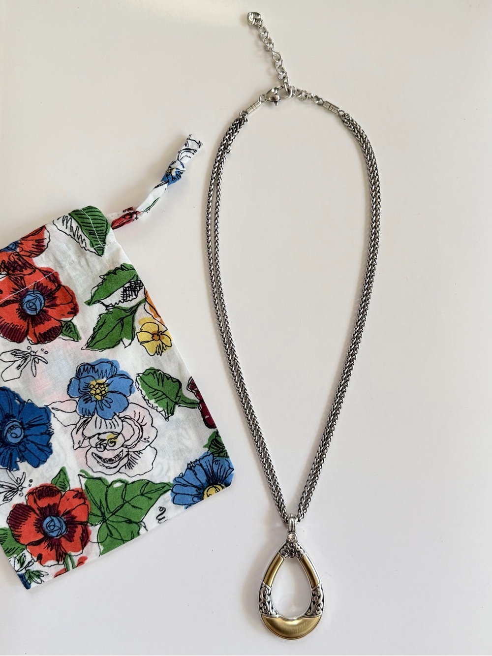 BRIGHTON Catania Reversible Teardrop Pendant Necklace • Reversible Two Tone